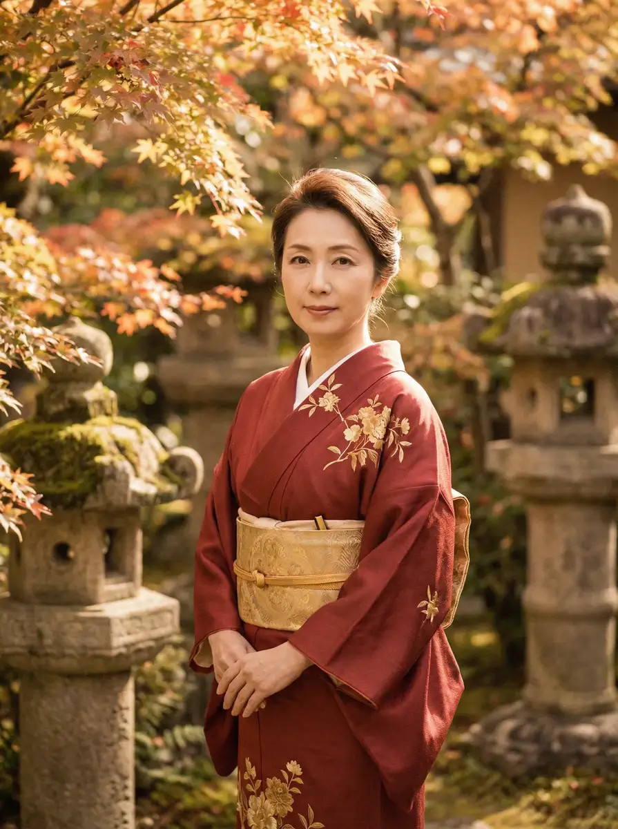 一位身穿暗红色和服的优雅 《里番动漫官网》里番动漫官网官方入口 | 热门里番动漫官网分享平台 在日式庭院中